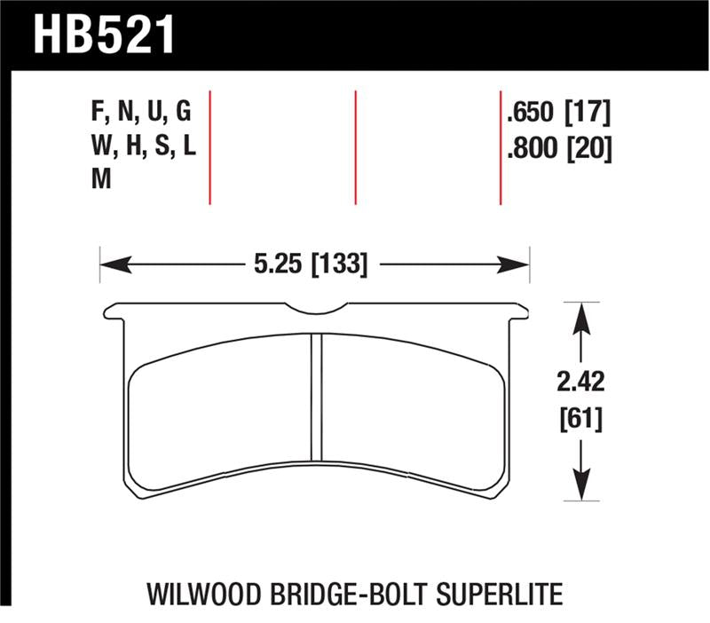 Hawk Performance Wilwood Superlite HT-10 race brake pads for racing brake system, showing the black brake pad with branding details.