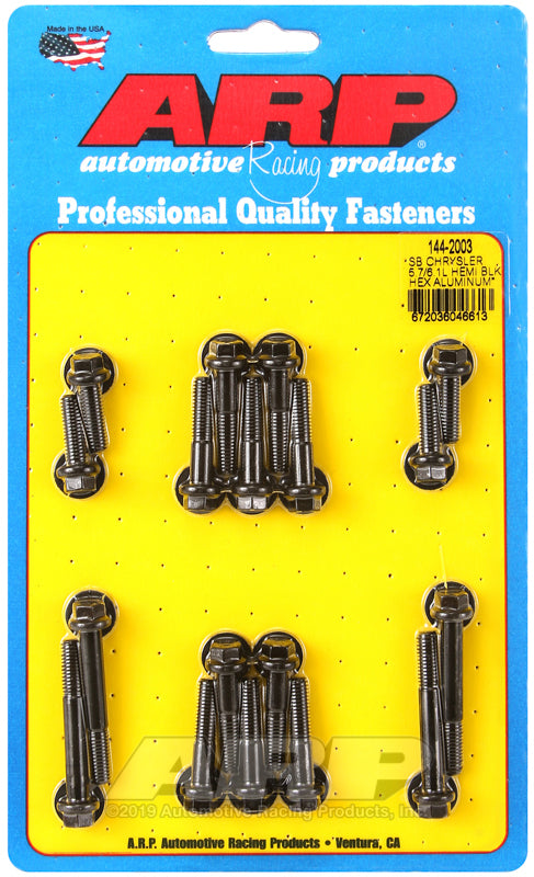 ARP Small Block Chrysler 5.7/6.1L Hemi aluminum intake manifold bolt kit with hex bolts, designed for engine hardware applications.