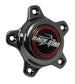Race Star 5 lug cap with dark star design, medallion, and screws, made of plastic for vehicle wheel lug nuts.