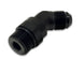 Vibrant black -8AN male to male 45-degree straight adapter fitting showing polished anodized finish and precise threading.