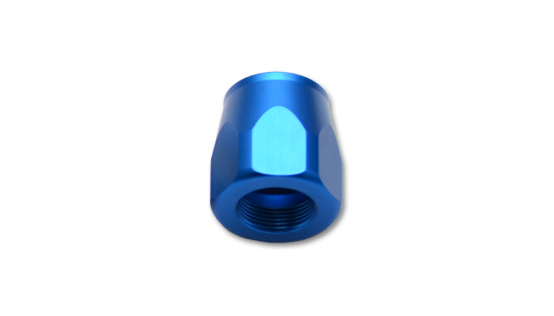 Vibrant -12AN Hose End Socket fitting in vibrant blue for hydraulic or fuel hose connections, close-up of the fitting's detailed design.