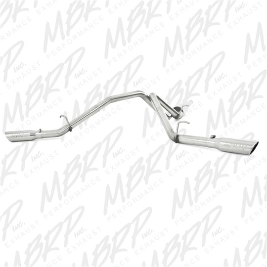 MBRP catback exhaust system for 2009 Chevy/GMC 1500 4.8/5.3L EC/CC, dual split side exhaust visible in image