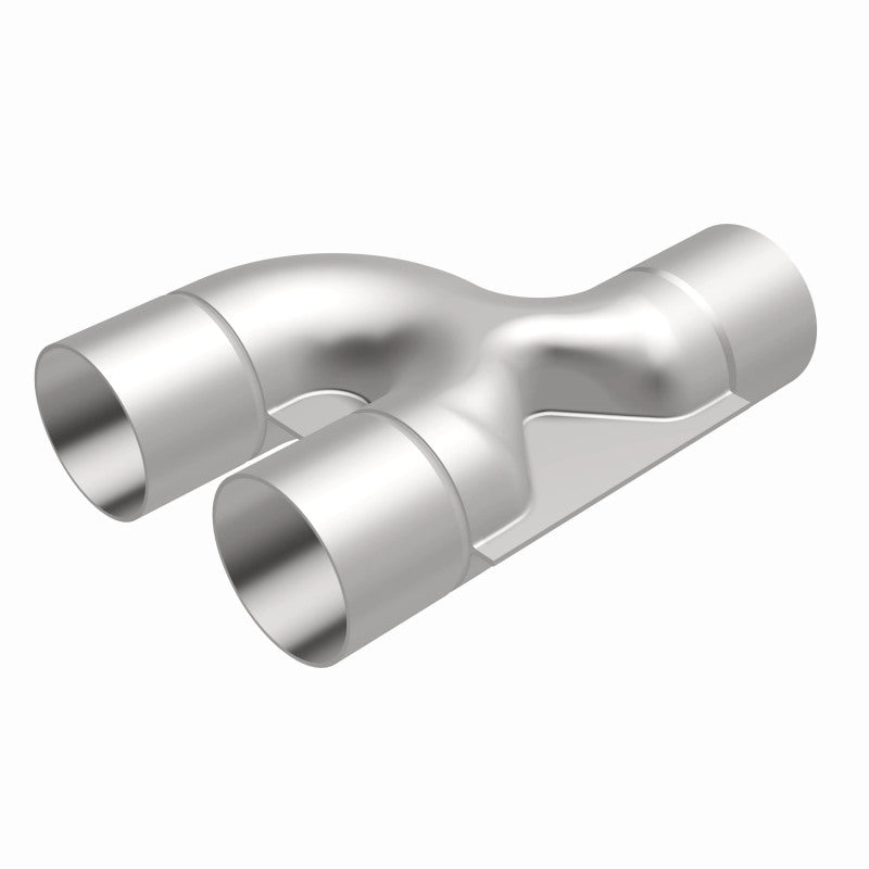 MagnaFlow Smooth Trans Y pipe, 2.50-inch stainless steel with 90-degree bend, designed for exhaust system upgrades.