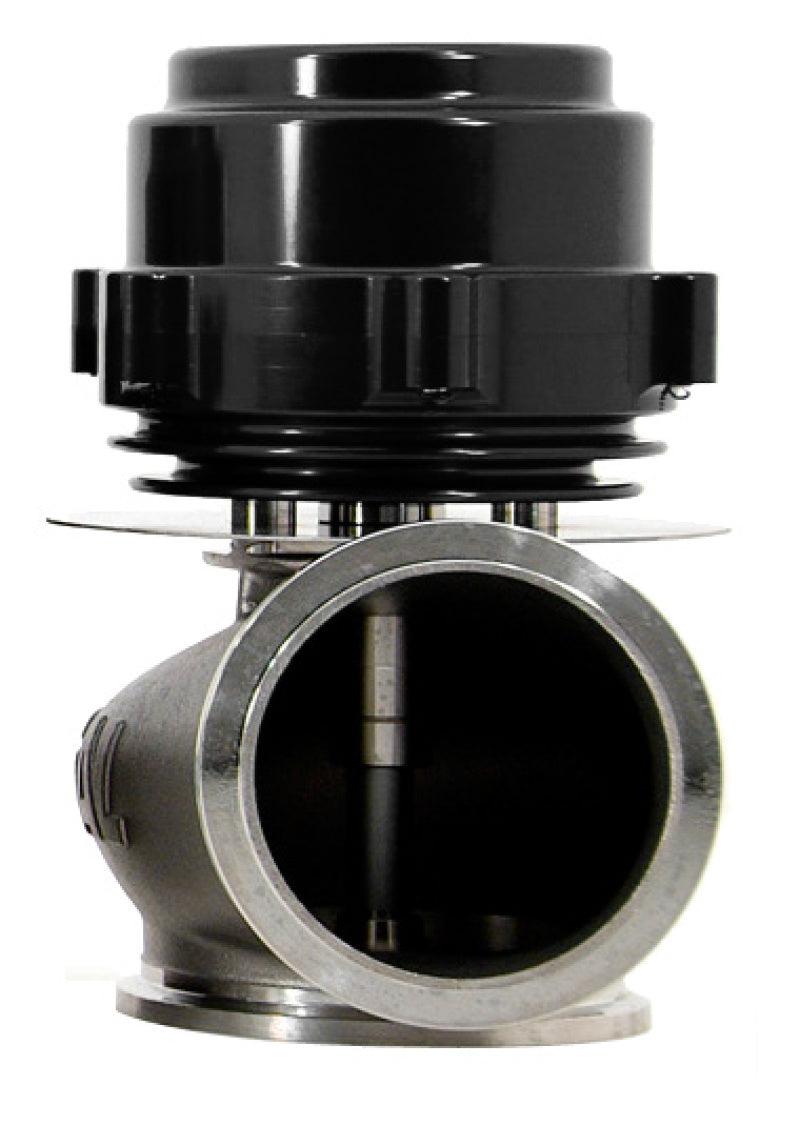 Black TiAL Sport V60 wastegate with 60mm valve, clamps, and 1.048 bar boost pressure gauge for turbocharged engines.