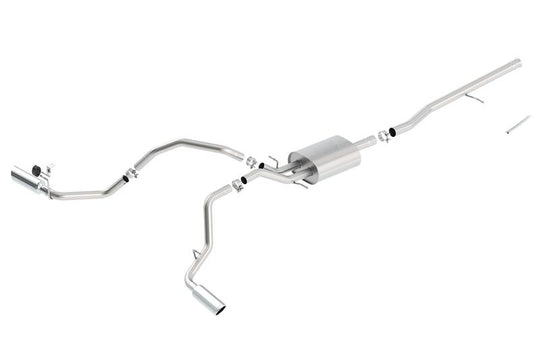 Borla 14 Silver Sierra 1500 V8 Catback Exhaust with split side exit, dual tips, for AT/MT 2WD and 4WD extended cab models