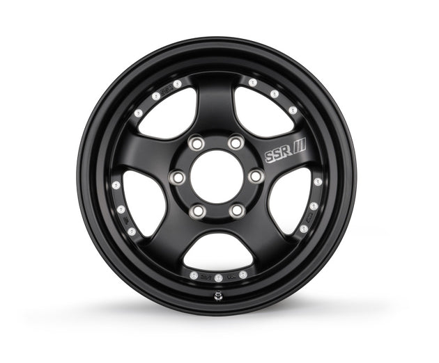 SSR SP1 Trail 17x8.5 +00 forged black wheel with 6x139.7 bolt pattern, showcasing its flat black finish and rugged design.