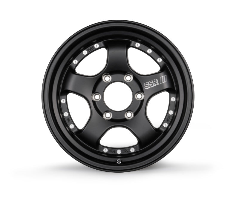 SSR SP1 Trail 17x8.5 +00 forged black wheel with 6x139.7 bolt pattern, showcasing its flat black finish and rugged design.
