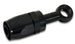 Vibrant black aluminum -8AN banjo hose end fitting with M10 or 3/8 inch banjo bolt for automotive fluid connections.