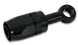 Vibrant black aluminum -8AN banjo hose end fitting with M10 or 3/8 inch banjo bolt for automotive fluid connections.
