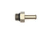 DeatschWerks 6AN ORB male to 5/16 inch barb fitting with O-ring, showing the fitting's metal construction and threaded connections.