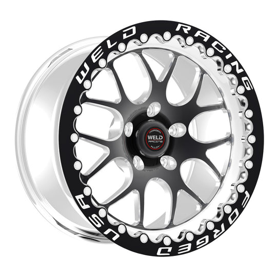 Black Weld S77 17x10 forged wheel with 5x120mm bolt pattern, 7.2-inch backspacing, high pad, and single beadlock for off-road vehicles.
