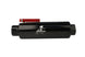 Aeromotive In-Line AN-12 fuel filter with shutoff valve, 100 micron stainless steel element, black anodized finish.