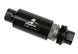 Aeromotive in-line fuel filter with AN-6 male fitting, 10 micron microglass element, bright dip black finish.