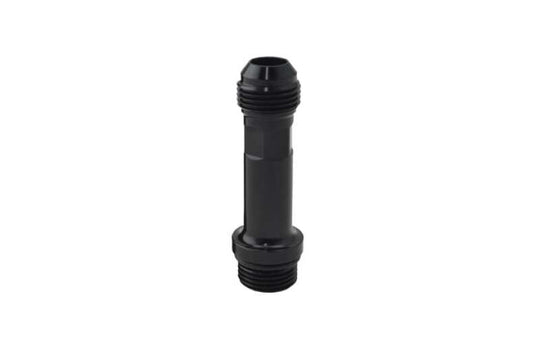 Turbosmart billet turbo drain 70mm extension fitting with -10 male to -10 port for automotive turbo systems.