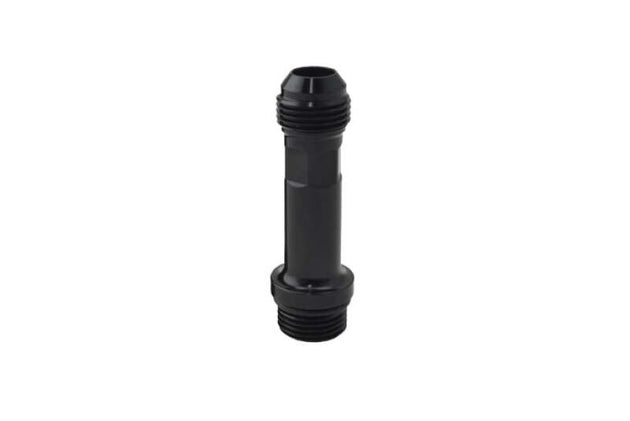 Turbosmart billet turbo drain 70mm extension fitting with -10 male to -10 port for automotive turbo systems.