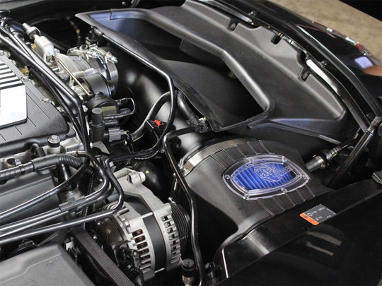 aFe Momentum Pro 5R Cold Air Intake System for 2015-2017 Chevy Corvette Z06 C7 V8 6.2L engine, showing the intake components.