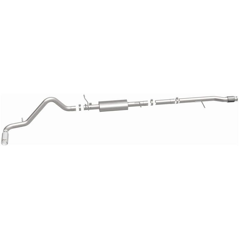 Magnaflow catback exhaust system for 2014 Chevy Silverado V8 5.3L CC/EC cab with single passenger-side rear exit stainless steel.
