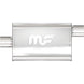 MagnaFlow Mag SS muffler with 14x4x9 inch size and 2.25 inch offset, showcasing a sleek stainless steel automotive exhaust component.