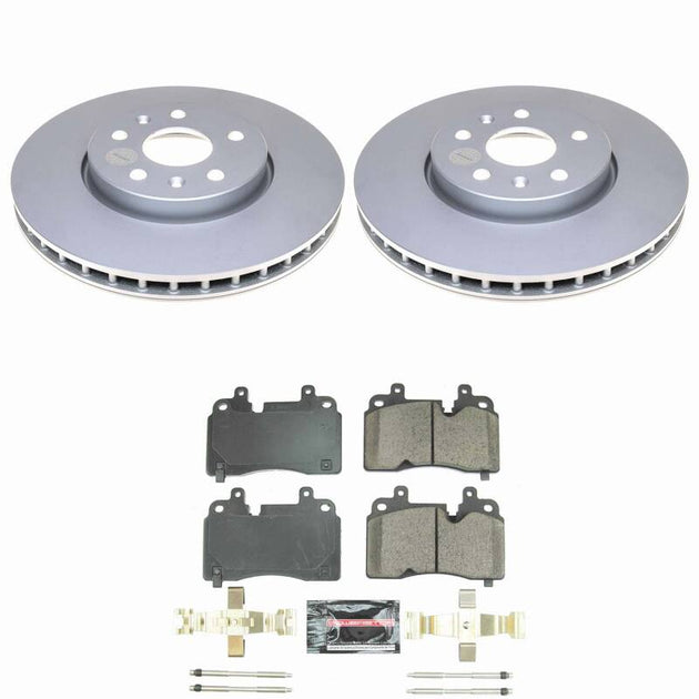 PowerStop Chevrolet Corvette front Z23 coated brake kit with performance brake rotors and pads, designed for improved stopping power.
