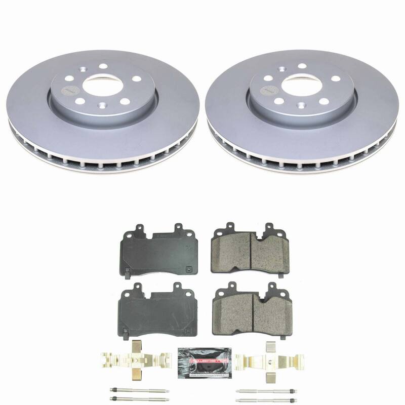 PowerStop Chevrolet Corvette front Z23 coated brake kit with performance brake rotors and pads, designed for improved stopping power.