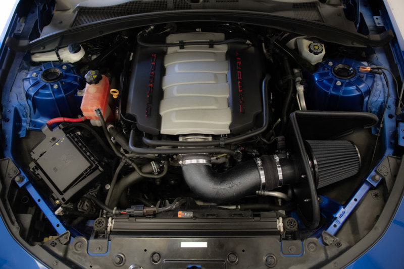 K&N Engineering Chevrolet Camaro SS 6.2L V8 cold air intake system with DryFlow filter installed in engine bay