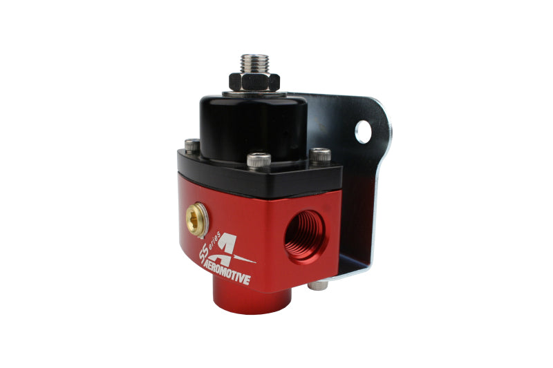 Aeromotive billet fuel pressure regulator with two-port AN-6, adjustable carbureted fuel pressure regulator for performance vehicles.