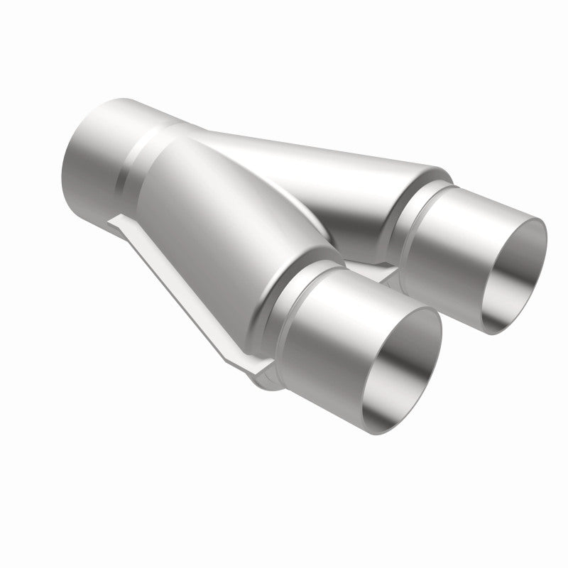 MagnaFlow Y-pipe in aluminum with 2.5/3-inch diameter and 10-inch length, designed for automotive exhaust systems.