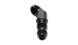 Vibrant black 8AN bulkhead 45-degree elbow fitting made of anodized aluminum for automotive or industrial applications.