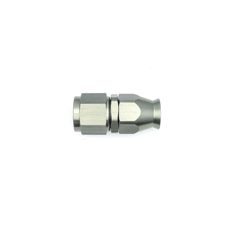 DeatschWerks 8AN female swivel straight hose end fitting with PTFE material and olive insert for high-performance fuel or oil lines.