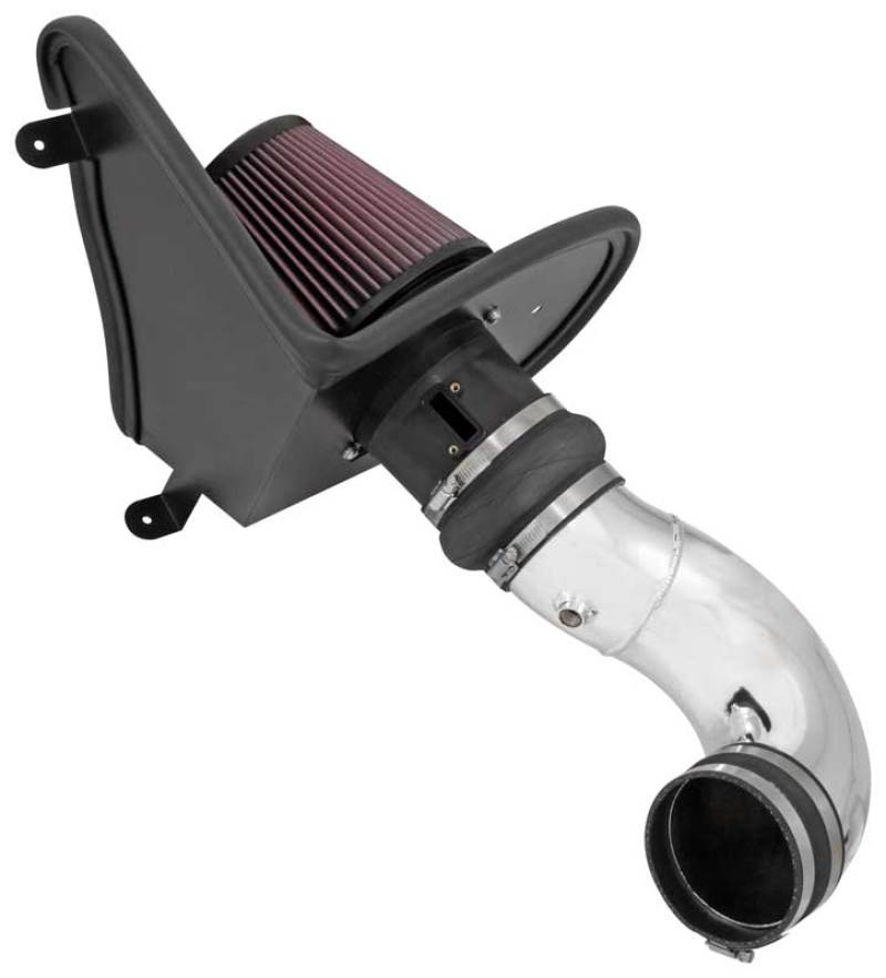K&N Engineering cold air intake system for 2016 Chevy Camaro SS 6.2L V8 engine, featuring high-performance air filter and intake tubing.