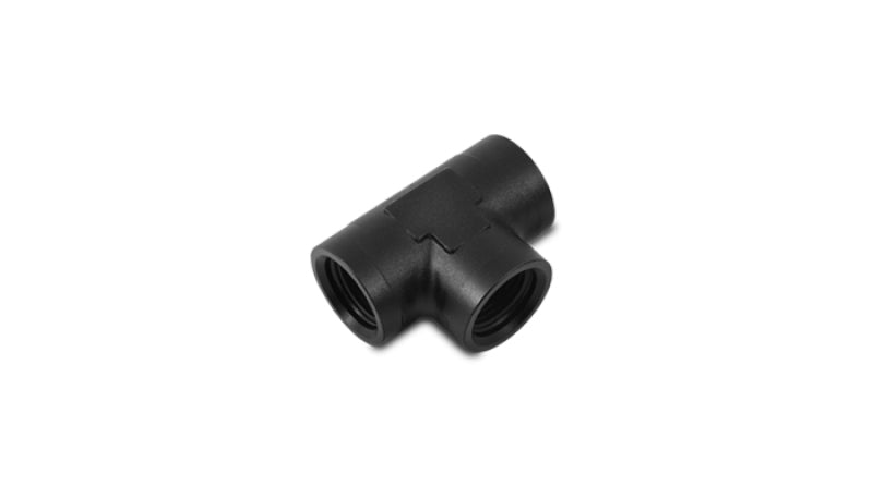 Vibrant -8AN 938 female tee adapter made of aluminum, showing the fitting with threaded ends and vibrant orange finish.