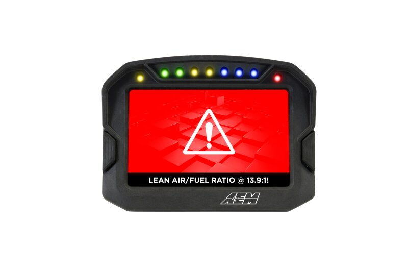 AEM CD-5LG Carbon Logging Digital Dash Gauge with internal 10Hz GPS and antenna for accurate vehicle data display.