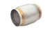 Vibrant SS Race Muffler with 3-inch inlet and outlet, 5-inch length, showcasing a shiny stainless steel finish.