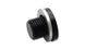 Vibrant M12 x 1.5 metric port plug fitting with crush washer, used for sealing and connecting in automotive or industrial applications.