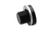 Vibrant M10 x 1.0 metric aluminum port plug with crush washer for automotive fittings, displayed in a close-up view.