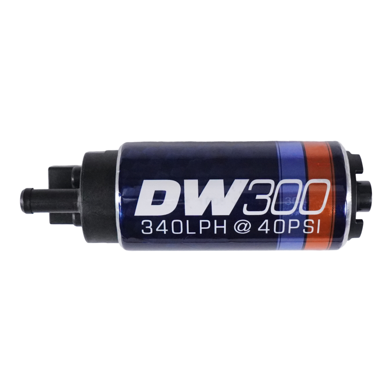 DeatschWerks 340 LPH DW300 series in-tank fuel pump for automotive fuel systems, shown in a close-up image.