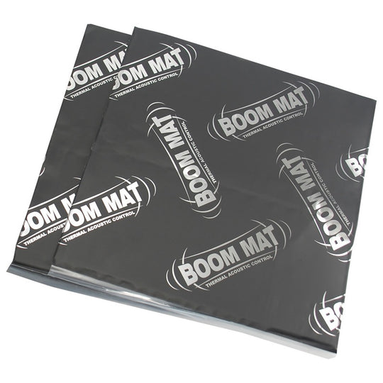 DEI Boom Mat damping material thermal wrap, 12x12.5 inches, 2mm thick, two sheets for sound and heat insulation.