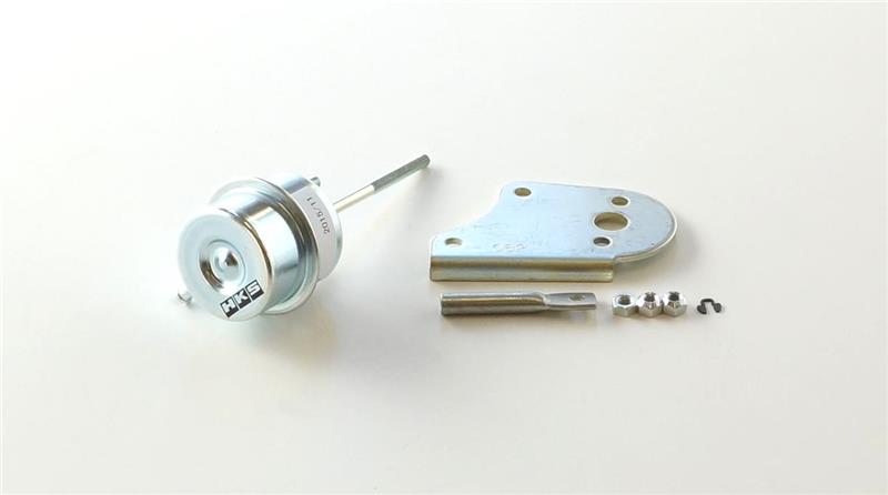 HKS upgraded ACT kit wastegate actuator for Nissan PS13, featuring metallic components and precise mounting details.