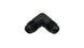 Vibrant aluminum -3AN 90-degree flare union fitting showing smooth metallic surface and threaded ends for automotive applications