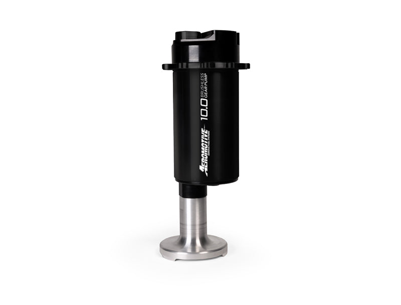 Aeromotive brushless spur gear fuel pump with TVS controller, universal in-tank design, 10 GPM flow rate, automotive fuel pump.