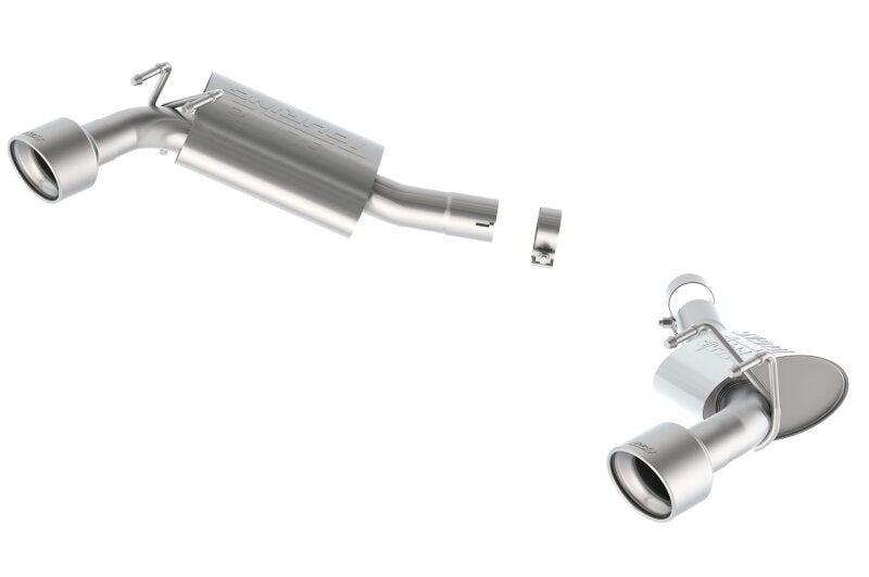 Borla axle back exhaust system for 2010 Chevrolet Camaro 6.2L V8, rear section with polished tips and dual exhaust outlets.