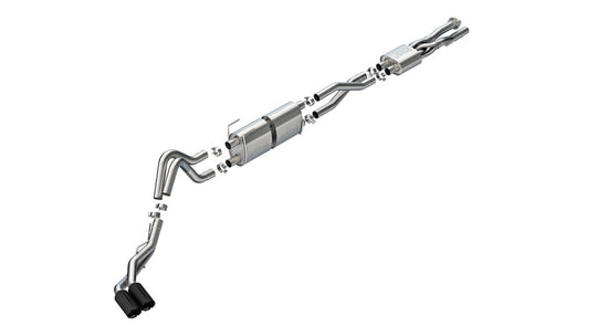 Borla S-Type Cat-Back Exhaust for Ford F250/F350 7.3L V8 SD Brawler Black, showing the black exhaust system and pipes.