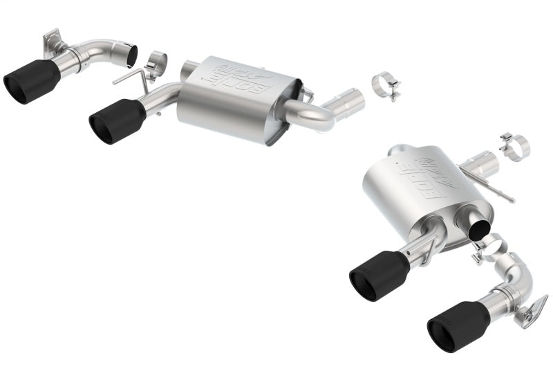 Borla axle back exhaust for 2016 Chevy Camaro V8 SS with dual mode valves and ceramic black finish, shown from rear angle