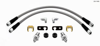 Wilwood front Fiesta brake line kit with flexible hydraulic lines and fittings, designed for enhanced braking performance.