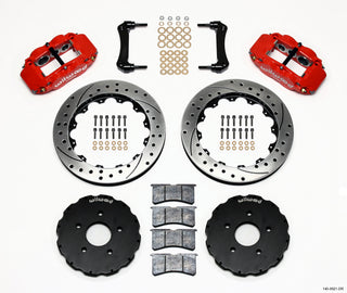 Wilwood Narrow Superlite 6R front hat kit with red brake hat for 2005-up Corvette C6 big brake upgrade, 13.06-inch drill rotor