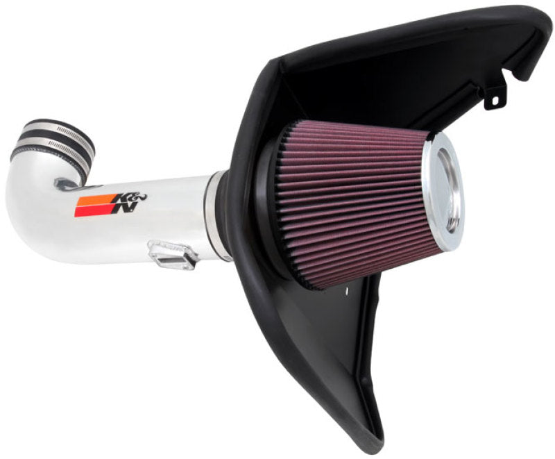 K&N 10 Camaro 6.2L V8 Polished Typhoon Short Ram Intake cold air intake system with polished metal finish and branding details