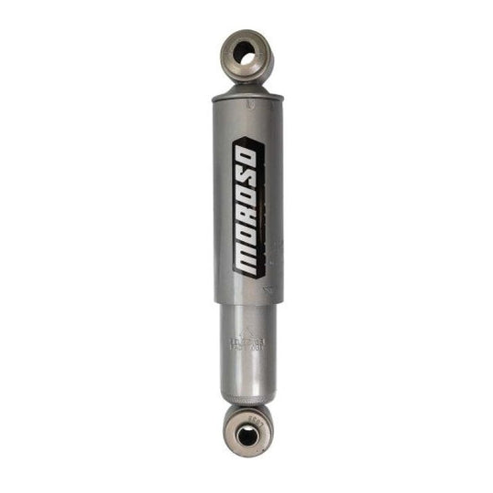 Moroso 73-87 GM full-size truck 3-way adjustable front drag shock absorber showing the shock with mounting hardware