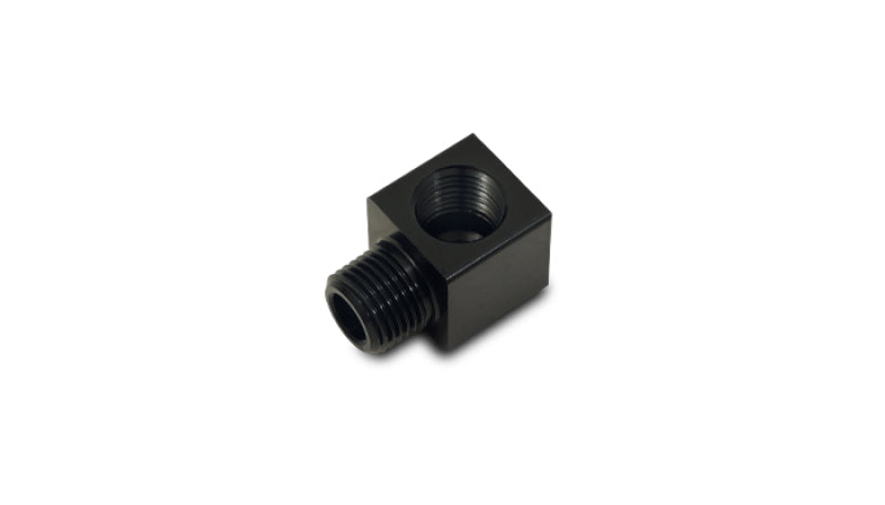 Vibrant 1/8in NPT female to 1/8in NPT male 90-degree adapter fitting showing threaded metal connection angle.