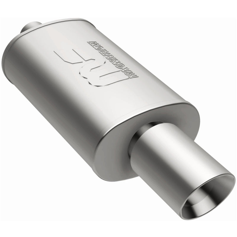 MagnaFlow muffler with tip, model RS 14X5X8, featuring 2.25/4 inch exhaust inlet for car exhaust system.