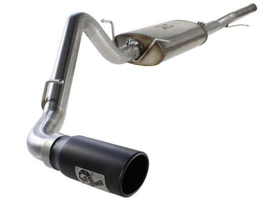 aFe MACHForce XP catback exhaust with black tip for GM Silverado/Sierra 1500 2014 V-5.3/6.2L, showcasing the exhaust system and black tip